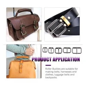 Swpeet 50 anillos de hebilla de rodillo de metal negro