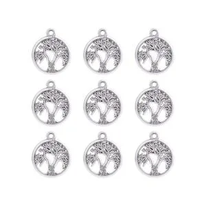 100 piezas de aleación de plata antigua árbol de la vida_1