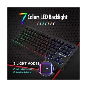 Teclado para juegos con retroiluminación LED arcoíris de