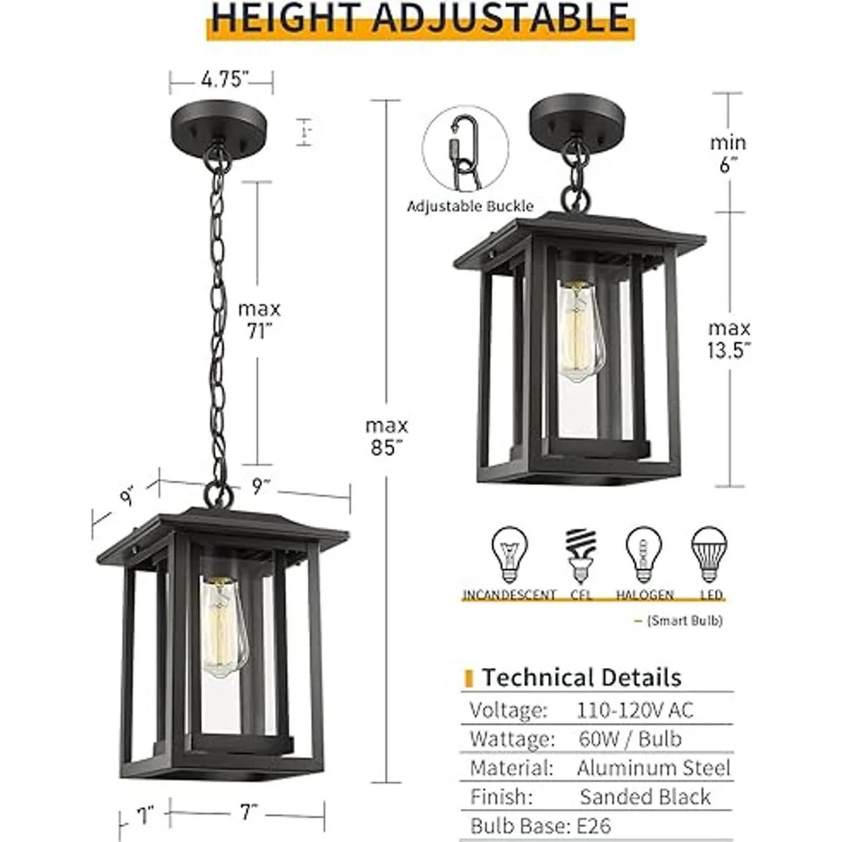 Beionxii A197P2PK Juego de 2 faroles exteriores grandes_4