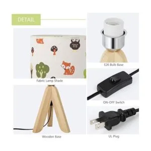 HAITRAL Lámpara de mesa de trípode lámpara de mesita de_3