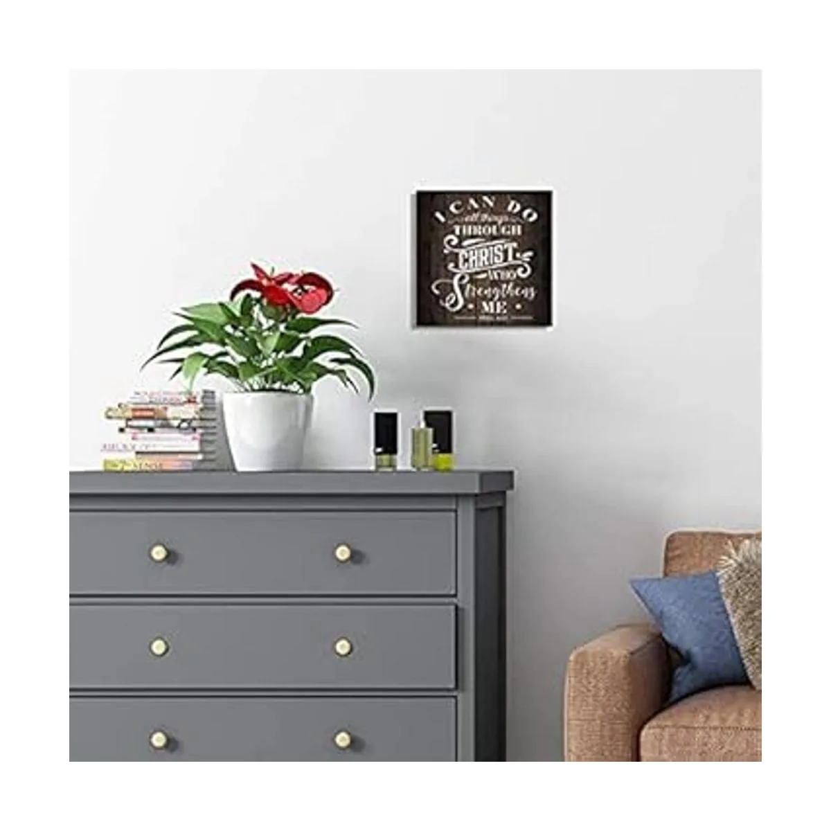 Letrero de madera con texto en inglés I Can Do All Things_3