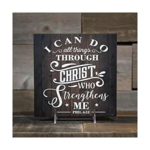 Letrero de madera con texto en inglés I Can Do All Things_4