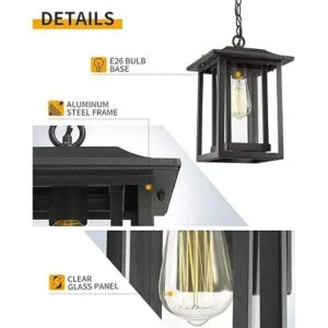 Beionxii A197P2PK Juego de 2 faroles exteriores grandes_5