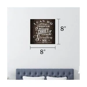 Letrero de madera con texto en inglés I Can Do All Things_5