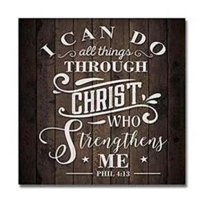 Letrero de madera con texto en inglés I Can Do All Things_1