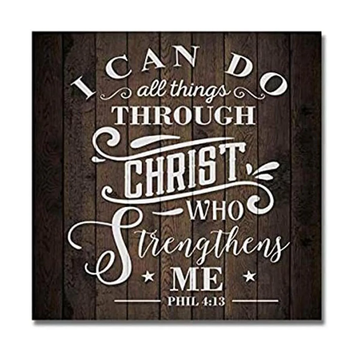 Letrero de madera con texto en inglés I Can Do All Things_1