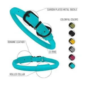 BRONZEDOG Collar de cuero enrollado para perro de cuerda