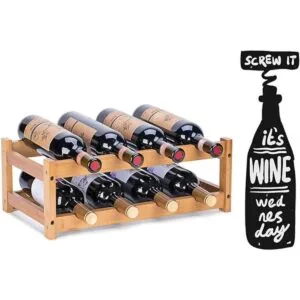 Fostersource Estante de almacenamiento de vino de bambú_6