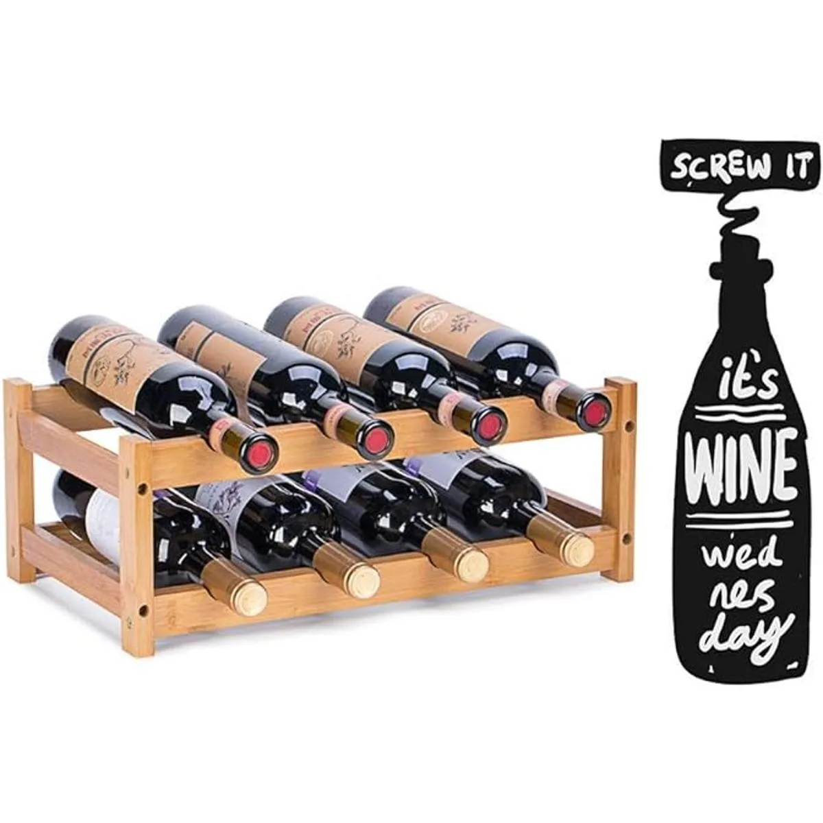 Fostersource Estante de almacenamiento de vino de bambú_6