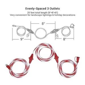 DEWENWILS 25 FT Candy Cane Outdoor Christmas Extension_2
