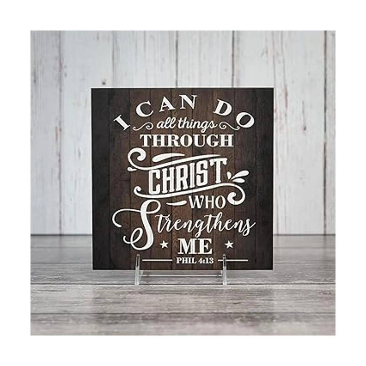 Letrero de madera con texto en inglés I Can Do All Things_2