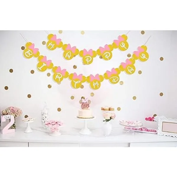 Bandera de cumpleaños rosa y dorado con purpurina para_4