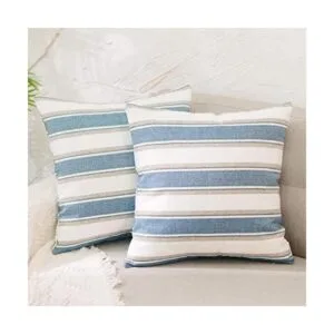 NATUS WEAVER Funda de almohada de lino a rayas