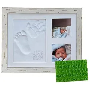 Kit de marco de fotos de mano y huella de bebé de granja