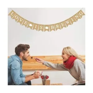 Rainlemon Bandera de yute con temática de té y café para_2