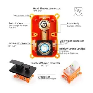 POP SANITARYWARE Sistema de ducha negro juego completo de_5