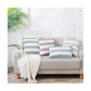 NATUS WEAVER Funda de almohada de lino a rayas