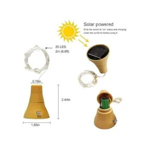 Paquete de 8 luces solares para botellas de vino 20 luces
