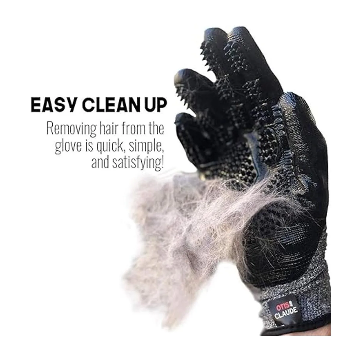 Otis Claude Guantes de aseo para mascotas con correa