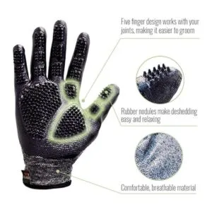 Otis Claude Guantes de aseo para mascotas con correa