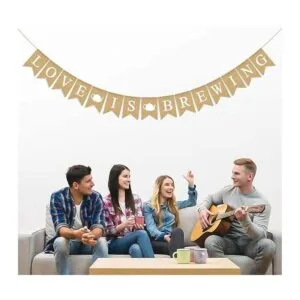 Rainlemon Bandera de yute con temática de té y café para_3