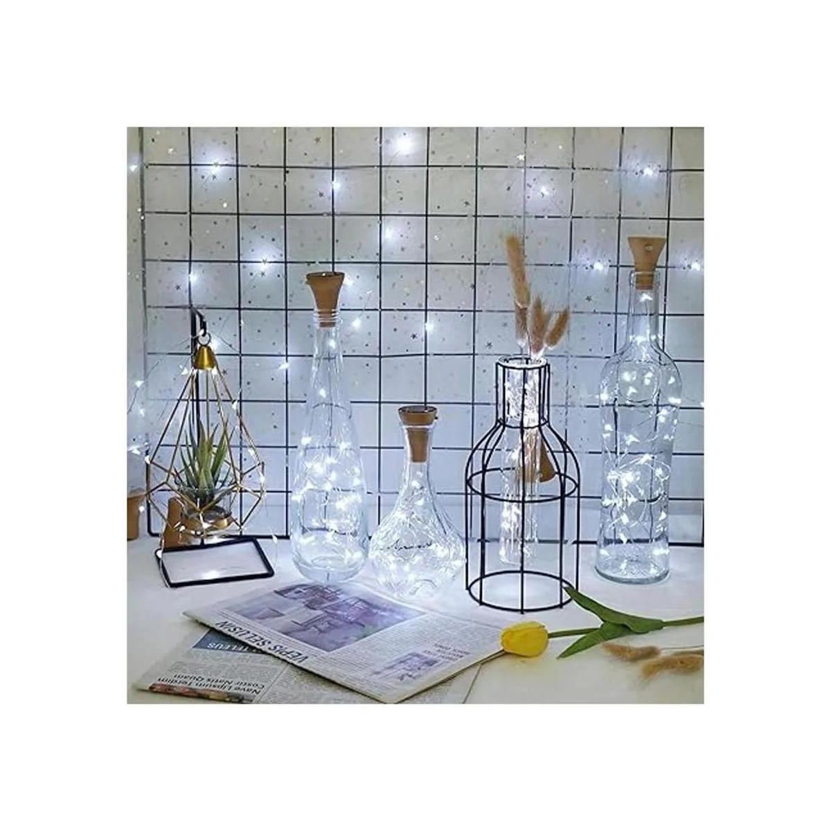 Paquete de 8 luces solares para botellas de vino 20 luces