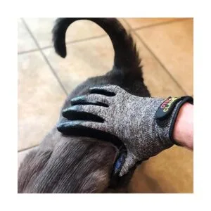 Otis Claude Guantes de aseo para mascotas con correa