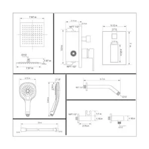 POP SANITARYWARE Sistema de ducha negro juego completo de_6