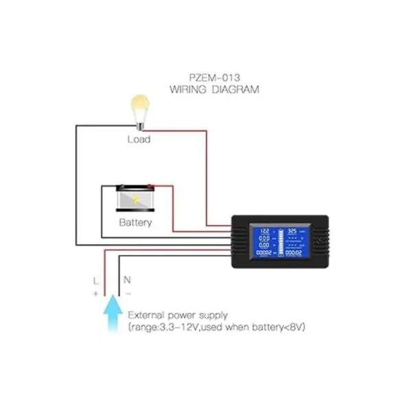 Medidor de monitor de batería multifunción CC 0200 V 010_3
