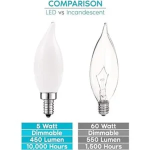 Luxrite Bombilla LED E12 de 5 W equivalente a 60 W 2700