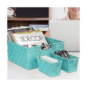 Sorbus Caja de almacenamiento cesta tejida contenedor de_5