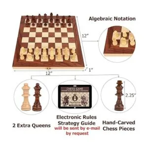 Juego de damas de ajedrez de madera magnética para niños y_2