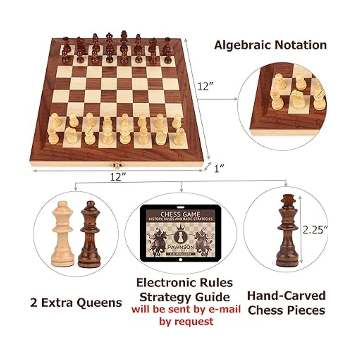 Juego de damas de ajedrez de madera magnética para niños y_2