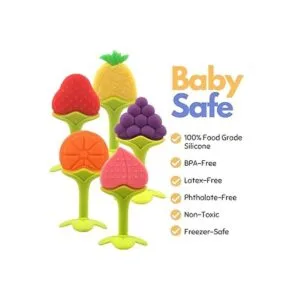 Baby Teething Toys Soft Silicone Fruit Teether Set with_2