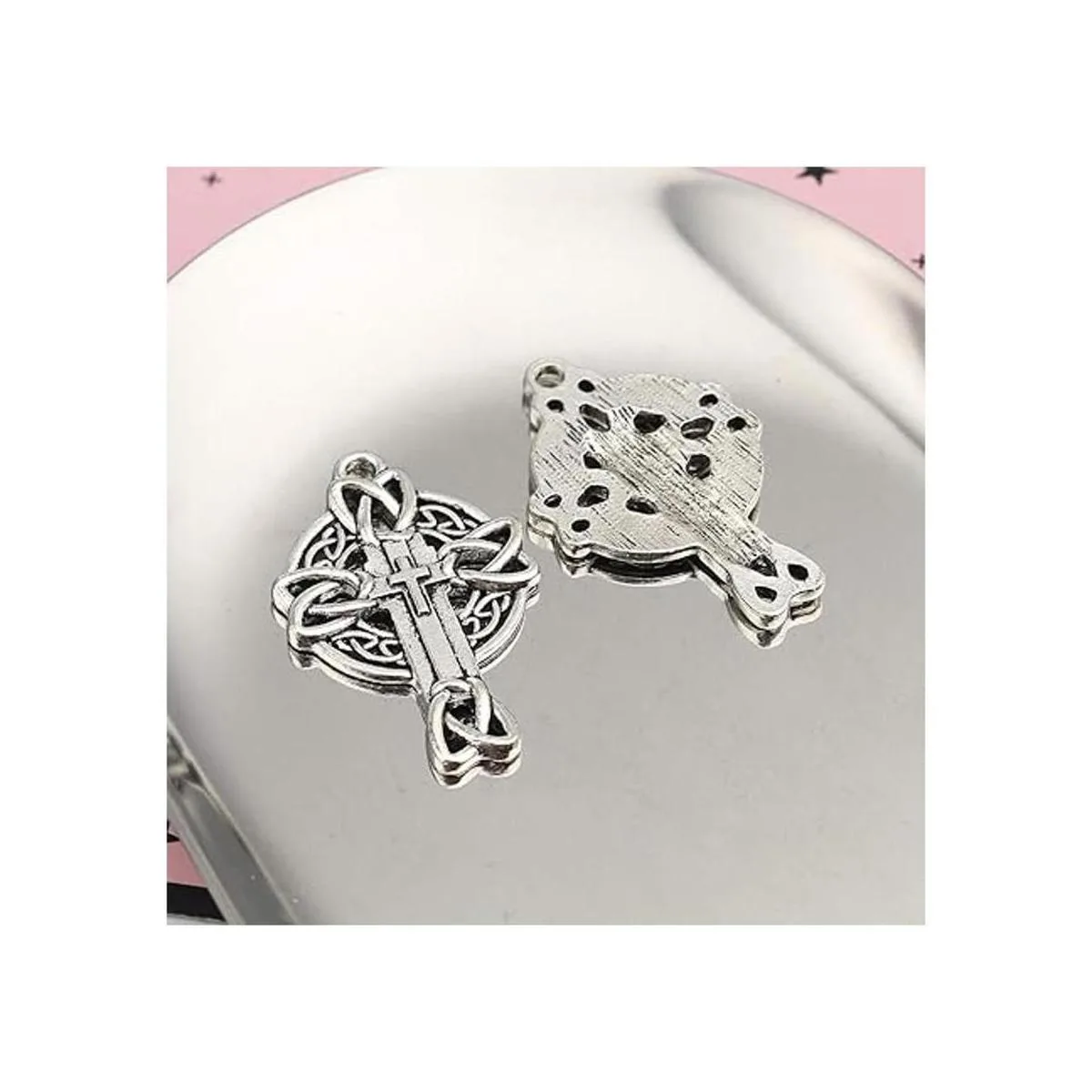 Dijes de cruz celta 20 piezas 10 de cada uno colgantes_5