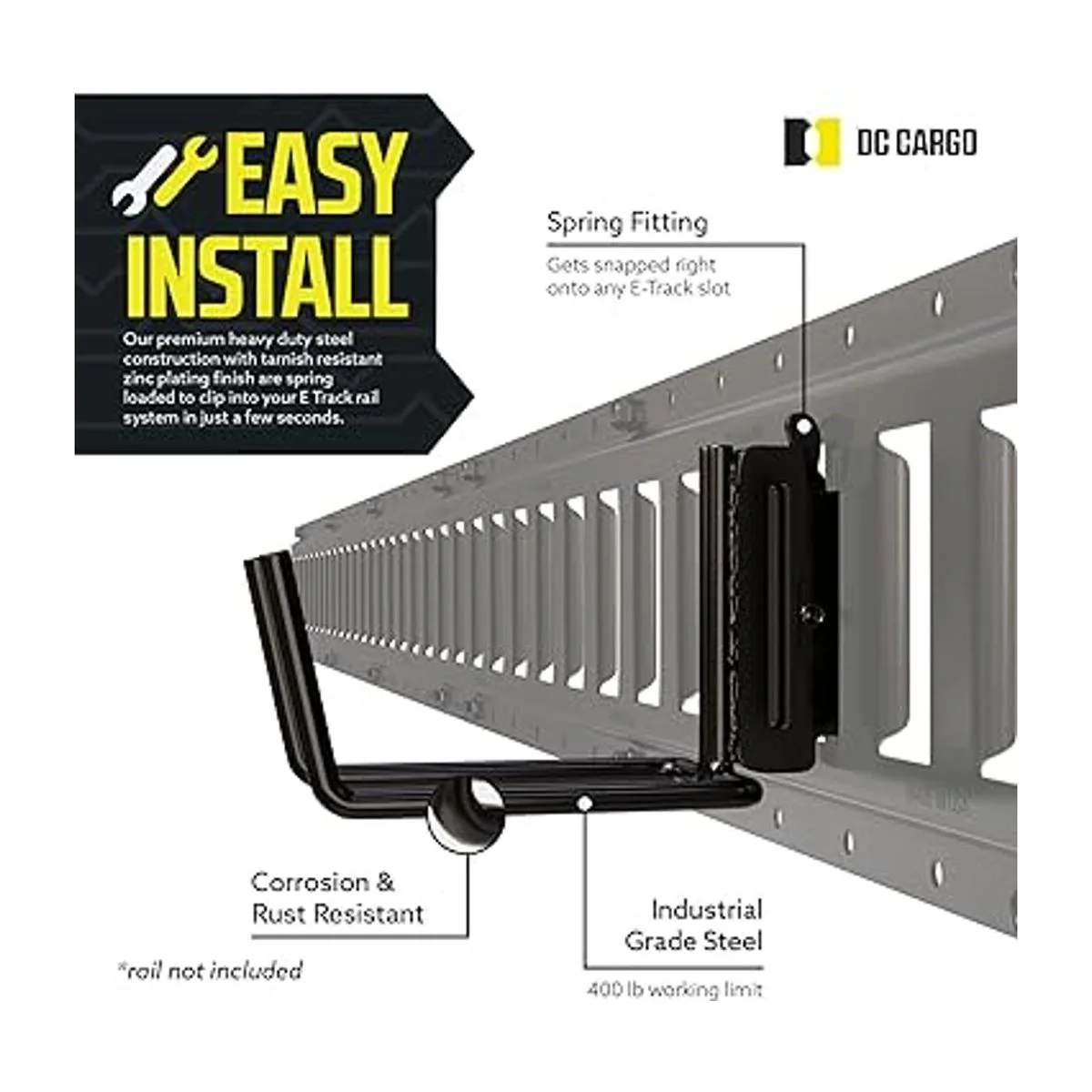 DC Cargo Mall Paquete de 2 gancho para palaherramientas