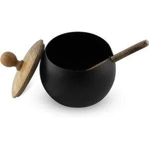 GoCraft Azúcar con tapa de madera y cuchara para el hogar_2
