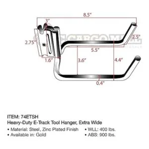 DC Cargo Mall Paquete de 2 gancho para palaherramientas