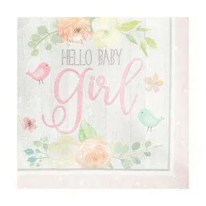 Servilletas de papel Hello Baby Girl para baby shower_5