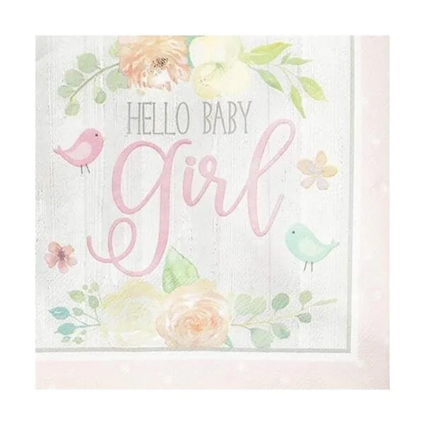 Servilletas de papel Hello Baby Girl para baby shower_3