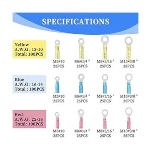 Qibaok Conectores de anillo termorretráctil 300 piezas_2