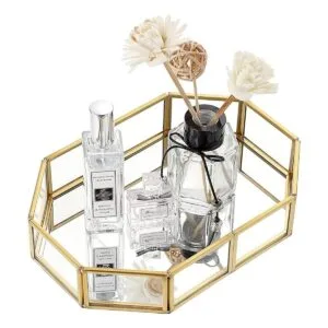 Hipiwe Bandeja de tocador de cristal para espejo bandeja