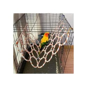 Columpio de cuerda de cáñamo para pájaros escalera de