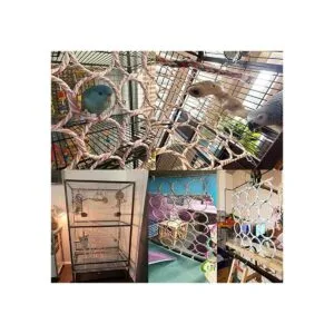 Columpio de cuerda de cáñamo para pájaros escalera de