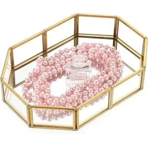 Hipiwe Bandeja de tocador de cristal para espejo bandeja