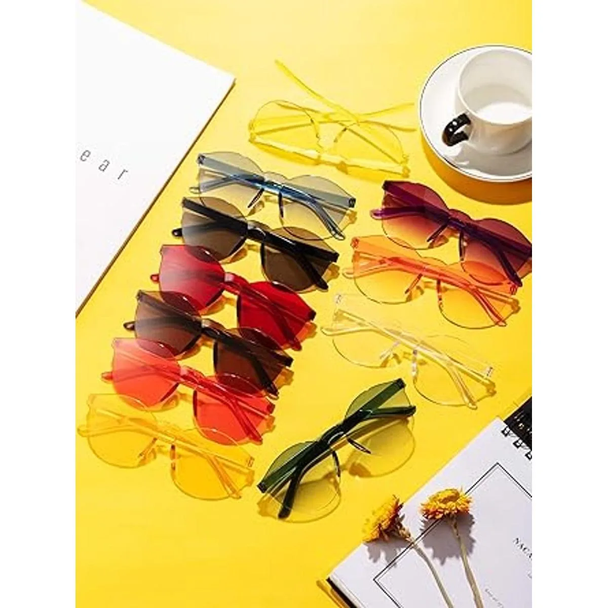 Gejoy 21 gafas de sol redondas sin montura de una sola_5