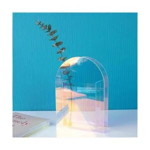 Jarrón acrílico iridiscente para flores artificiales