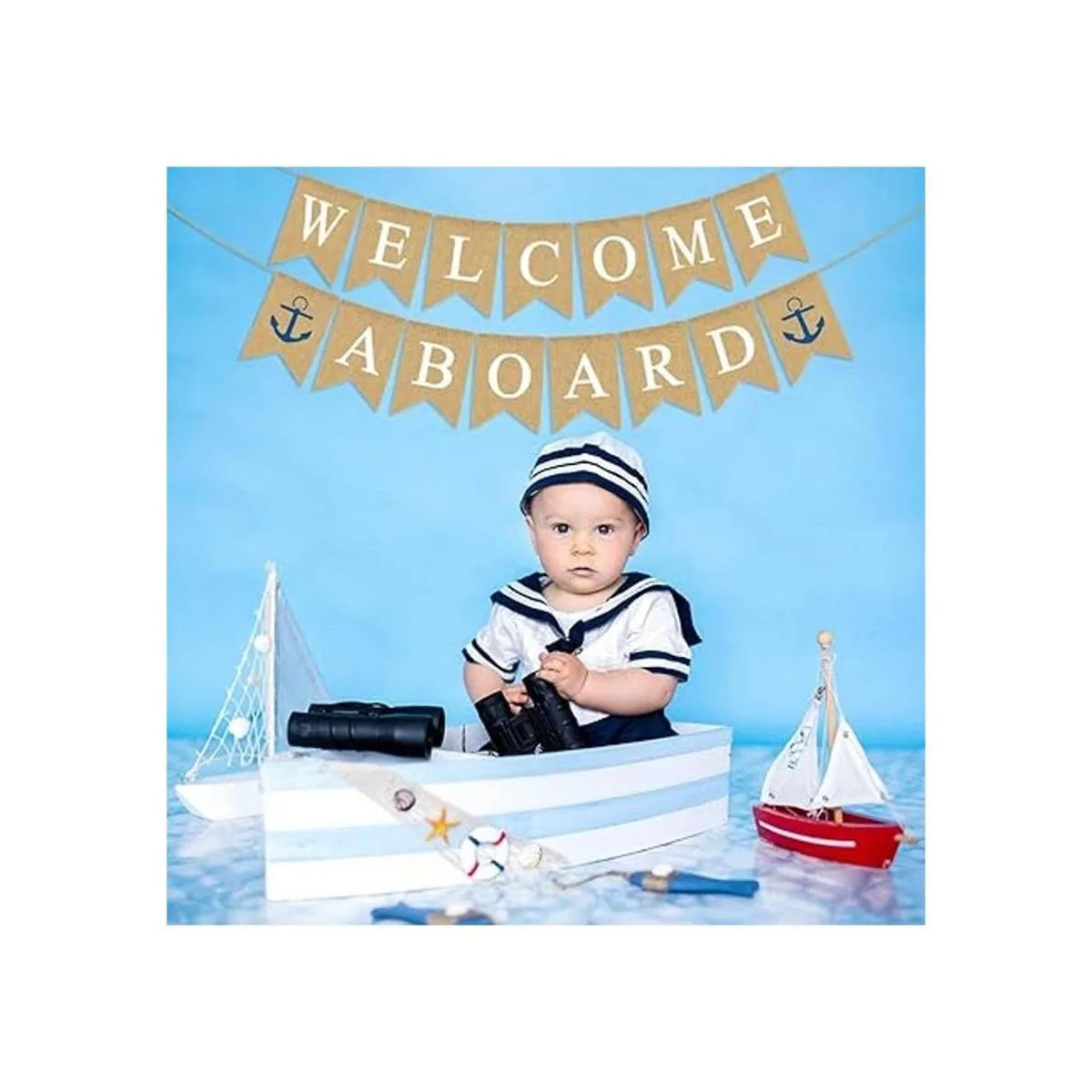 Rainlemon Bandera de yute de bienvenida a bordo de bandera_3