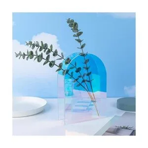Jarrón acrílico iridiscente para flores artificiales